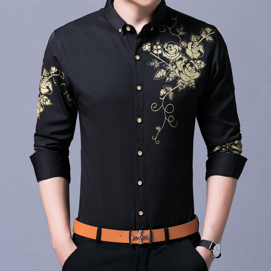 Rose flower shirt men's shirt